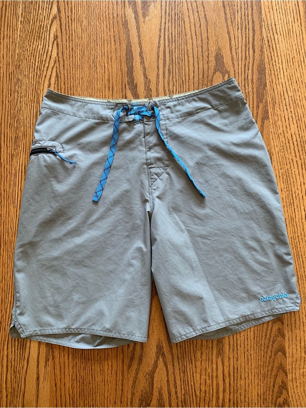 Patagonia Men's Gray Board Shorts with Blue Drawcord